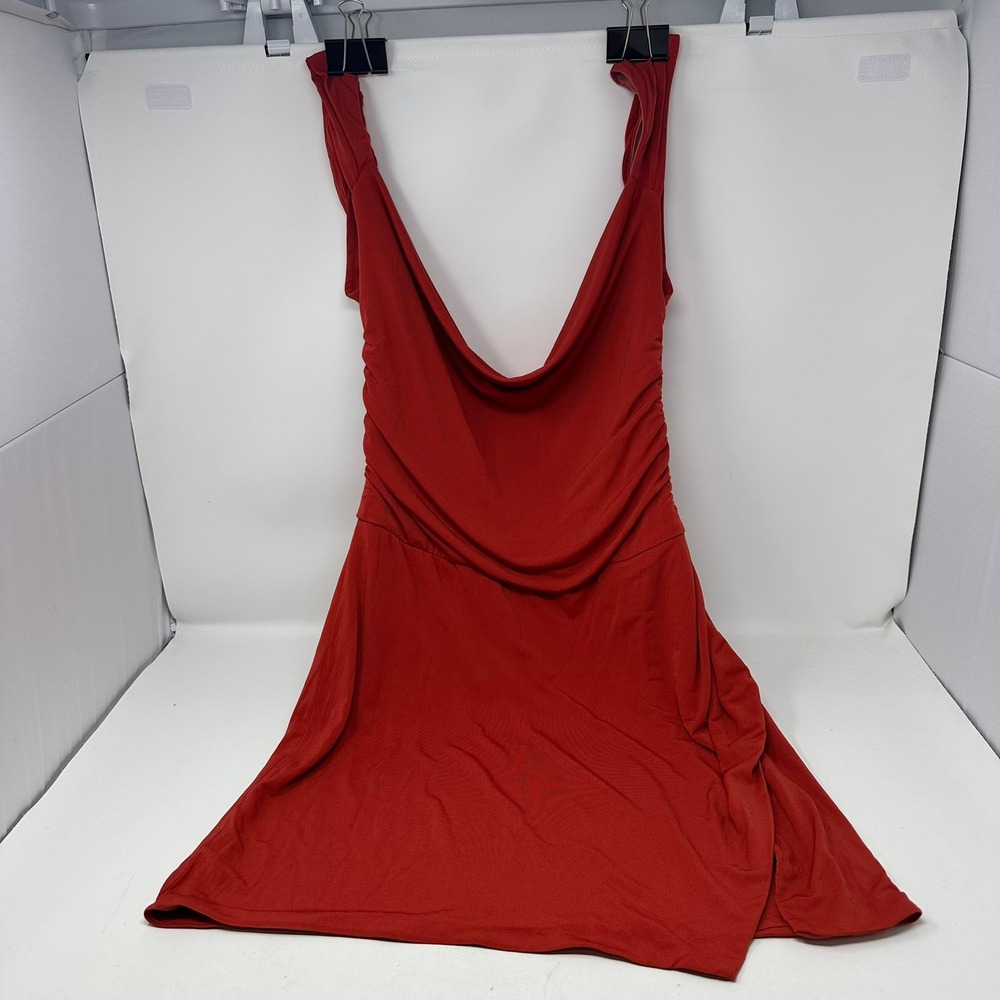 Hello Molly Dress Women 6 Red HMBD051 Wine Red Cowl Neck Ruched Mini Bodycon
